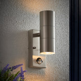 ENDON Canon PIR 2Lt Wall Light - Polished Stainless Steel