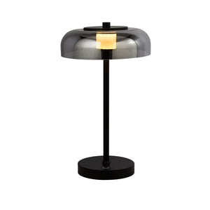 SEARCHLIGHT FRISBEE Table Lamp Black Metal & Smoked Glass