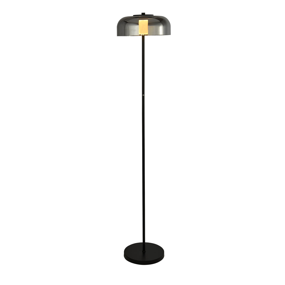 FRISBEE Floor Lamp - Black Metal & Smoked Glass