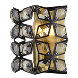 SEARCHLIGHT IRIS Wall Light - Black Metal, Satin Brass & Crystal