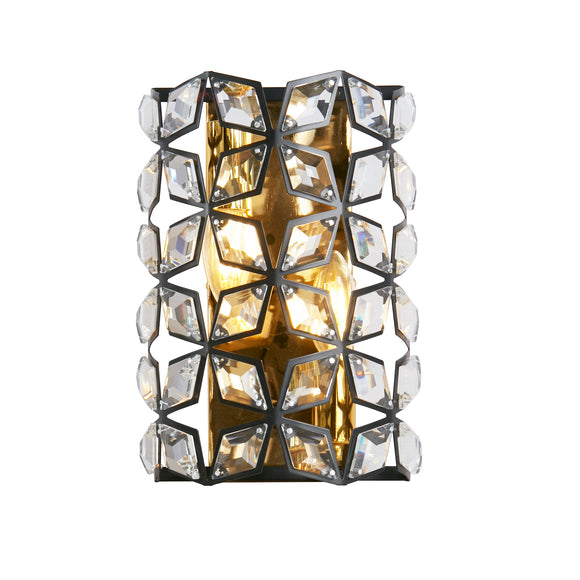 SEARCHLIGHT IRIS Wall Light - Black Metal, Satin Brass & Crystal