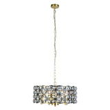 SEARCHLIGHT IRIS 5Lt Pendant - Black Metal, Satin Brass & Crystal