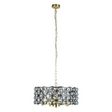 SEARCHLIGHT IRIS 5Lt Pendant - Black Metal, Satin Brass & Crystal