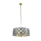 SEARCHLIGHT IRIS 5Lt Pendant - Black Metal, Satin Brass & Crystal