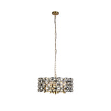 SEARCHLIGHT IRIS 5Lt Pendant - Black Metal, Satin Brass & Crystal