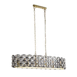 SEARCHLIGHT IRIS 6Lt Bar Pendant - Black Metal, Satin Brass & Crystal