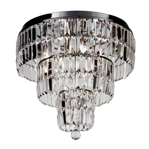 SEARCHLIGHT EMPIRE 6Lt Flush - Chrome Metal & Clear Crystal