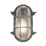 SEARCHLIGHT BULKHEAD Outdoor Wall/ Ceiling Light - Black Silver Aluminium & Clear Holophane Style Glass