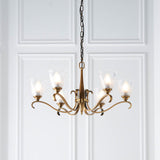 ENDON Columbia brass 6lt pendant & deco glass