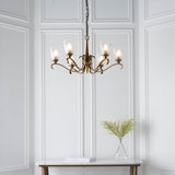 ENDON Columbia brass 6lt pendant & deco glass
