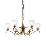 ENDON Columbia brass 6lt pendant & deco glass