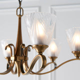 ENDON Columbia brass 6lt pendant & deco glass