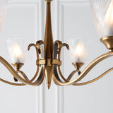 ENDON Columbia brass 6lt pendant & deco glass