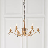 ENDON Columbia brass 6lt pendant & deco glass