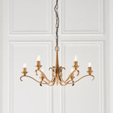 INTERIORS 1900 Columbia Brass 6Lt pendant & Deco Glass - Antique Brass