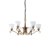 ENDON Columbia brass 6lt pendant & deco glass