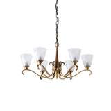 INTERIORS 1900 Columbia Brass 6Lt pendant & Deco Glass - Antique Brass