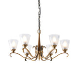 INTERIORS 1900 Columbia Brass 6Lt pendant & Deco Glass - Antique Brass