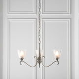 INTERIORS 1900 Columbia Nickel 3Lt Pendant & Deco Glass - Polished Nickel