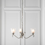 INTERIORS 1900 Columbia Nickel 3Lt Pendant & Deco Glass - Polished Nickel