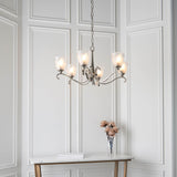 ENDON Columbia brass 6lt pendant & deco glass