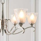 INTERIORS 1900 Columbia Nickel 6Lt Pendant & Deco Glass - Polished Nickel