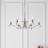 INTERIORS 1900 Columbia Nickel 6Lt Pendant & Deco Glass - Polished Nickel