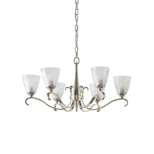 ENDON Columbia brass 6lt pendant & deco glass