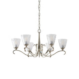 INTERIORS 1900 Columbia Nickel 6Lt Pendant & Deco Glass - Polished Nickel