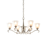 INTERIORS 1900 Columbia Nickel 6Lt Pendant & Deco Glass - Polished Nickel