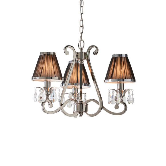 INTERIORS 1900 Oksana Nickel 3Lt Pendant & Black Shades