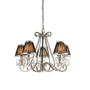 INTERIORS 1900 Oksana Nickel 5Lt Pendant & Black Shades