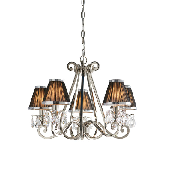 INTERIORS 1900 Oksana Nickel 5Lt Pendant & Black Shades