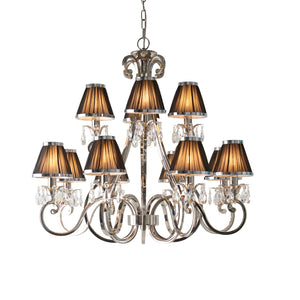 INTERIORS 1900 Oksana Nickel 12Lt Pendant & Black Shades