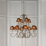 INTERIORS 1900 Oksana Nickel 12Lt Pendant & Chocolate Shades