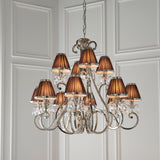 INTERIORS 1900 Oksana Nickel 12Lt Pendant & Chocolate Shades