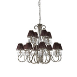 INTERIORS 1900 Oksana Nickel 12Lt Pendant & Chocolate Shades