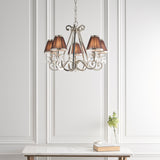 INTERIORS 1900 Oksana Nickel 5Lt Pendant & Chocolate Shades