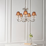 INTERIORS 1900 Oksana Nickel 5Lt Pendant & Chocolate Shades