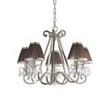 INTERIORS 1900 Oksana Nickel 5Lt Pendant & Chocolate Shades