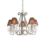 INTERIORS 1900 Oksana Nickel 5Lt Pendant & Chocolate Shades