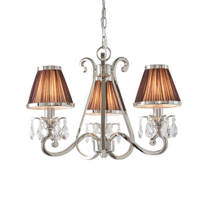 INTERIORS 1900  Oksana Nickel 3Lt Pendant & Chocolate Shades