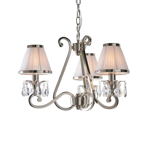 INTERIORS 1900 Oksana Nickel 3Lt Pendant & White Shades