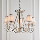 INTERIORS 1900 Oksana Nickel 5Lt Pendant & White Shades