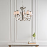 INTERIORS 1900 Oksana Nickel 5Lt Pendant & White Shades