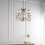 INTERIORS 1900 Oksana Nickel 5Lt Pendant & White Shades