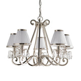 INTERIORS 1900 Oksana Nickel 5Lt Pendant & White Shades