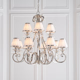 INTERIORS 1900 Oksana Nickel 12Lt Pendant & White Shades