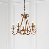 INTERIORS 1900 Oksana Antique Brass 5Lt Pendant & Beige Shades