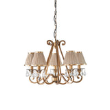 INTERIORS 1900 Oksana Antique Brass 5Lt Pendant & Beige Shades